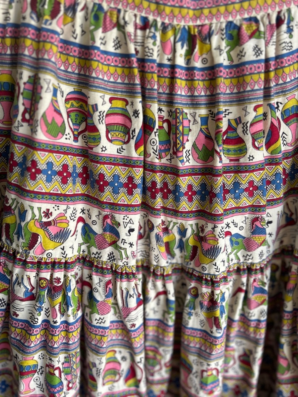 Vintage folk art long boho skirt Size XS - Picture 2 of 7